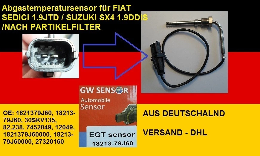 Abgastemperatursensor für FIAT SEDICI 1.9JTD / SUZUKI SX4 1.9DDIS /NACH PARTIKEL - Bild 1 von 1