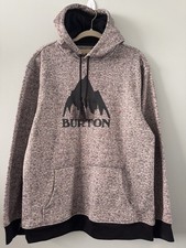 Burton Oak Pullover Hoodie Mountain Logo Fleece Men's Size L Front Zip Pockets