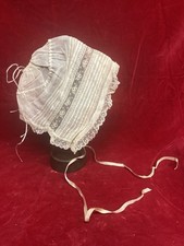 Antique Baby Bonnet c1890  1910 Victorian Edwardian Lace Cotton Infant Hat