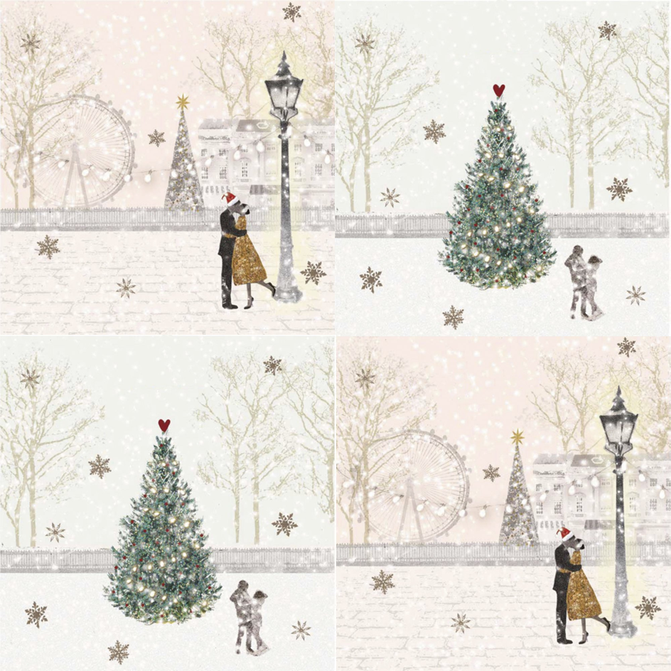 4 x Mixed SET Paper Napkins/33cm/3Ply/Decoupage/Christmas/Winter/Romance/Snow