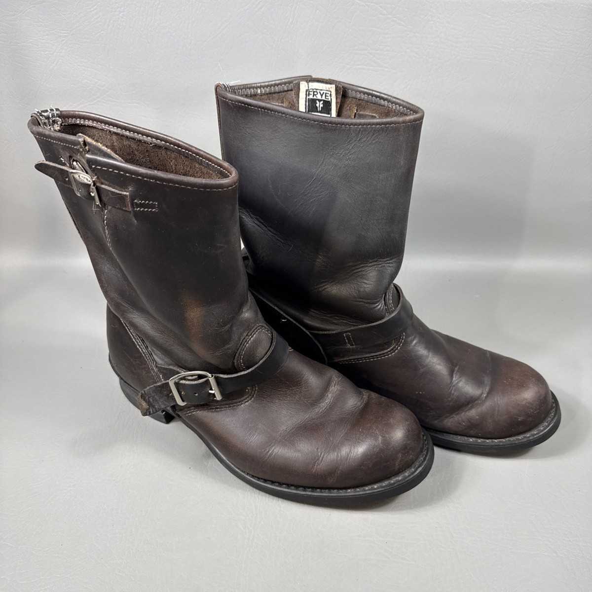 Frye Engineer Boots Brown Leather Men's 10.5 M Buckle Motorcycle