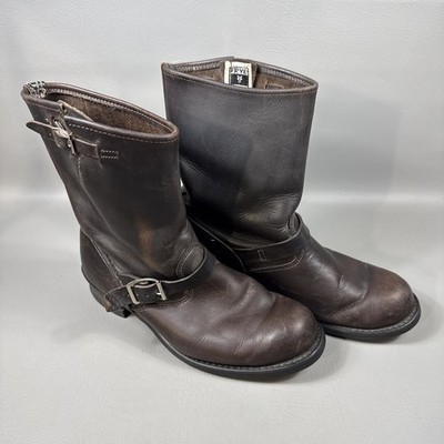 靴 Y2K Leather Engineer Boots Brown Grunge Frye Engineer Boots Brown Leather Men's 10.5 M Buckle Motorcycle