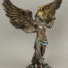 11 3/8" Egyptian Goddess Isis Resin Sculpture Cast Bronze Finish