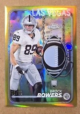 BROCK BOWERS GOLD CHROME ROOKIE RELIC INSERT #8/50 - 2024 TOPPS CHROME FOOTBALL 