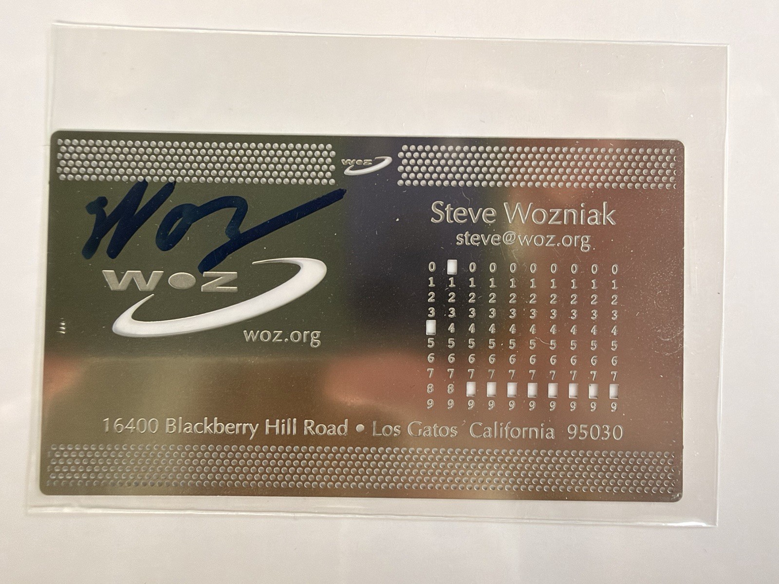 Steve Wozniak Signed Metal Business Card Apple Co-Founder JSA COA Authenticated