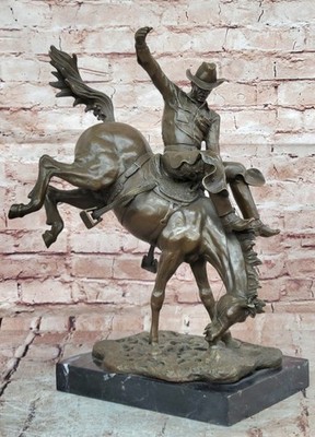 Bronze Sculpture Depicting a Cowboy on a Bucking Horse by Remington Art Sale