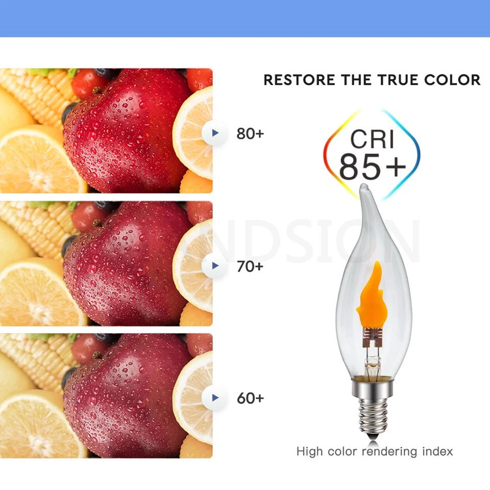 E12 CA32 LED Flame Effect Flickering Fire Light Bulbs Burning Effect Lamp 120V - Image 4 of 4