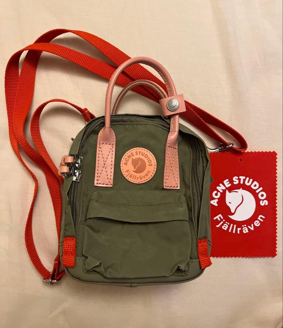 Acne studios x FJALLRAVEN Mini Mochila Bolso de Hombro Caqui Lona Para Mujer