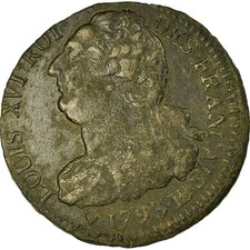 [#458504] Coin, France, 2 sols français, 2 Sols, 1793, Strasbourg, VF, Bro, nze