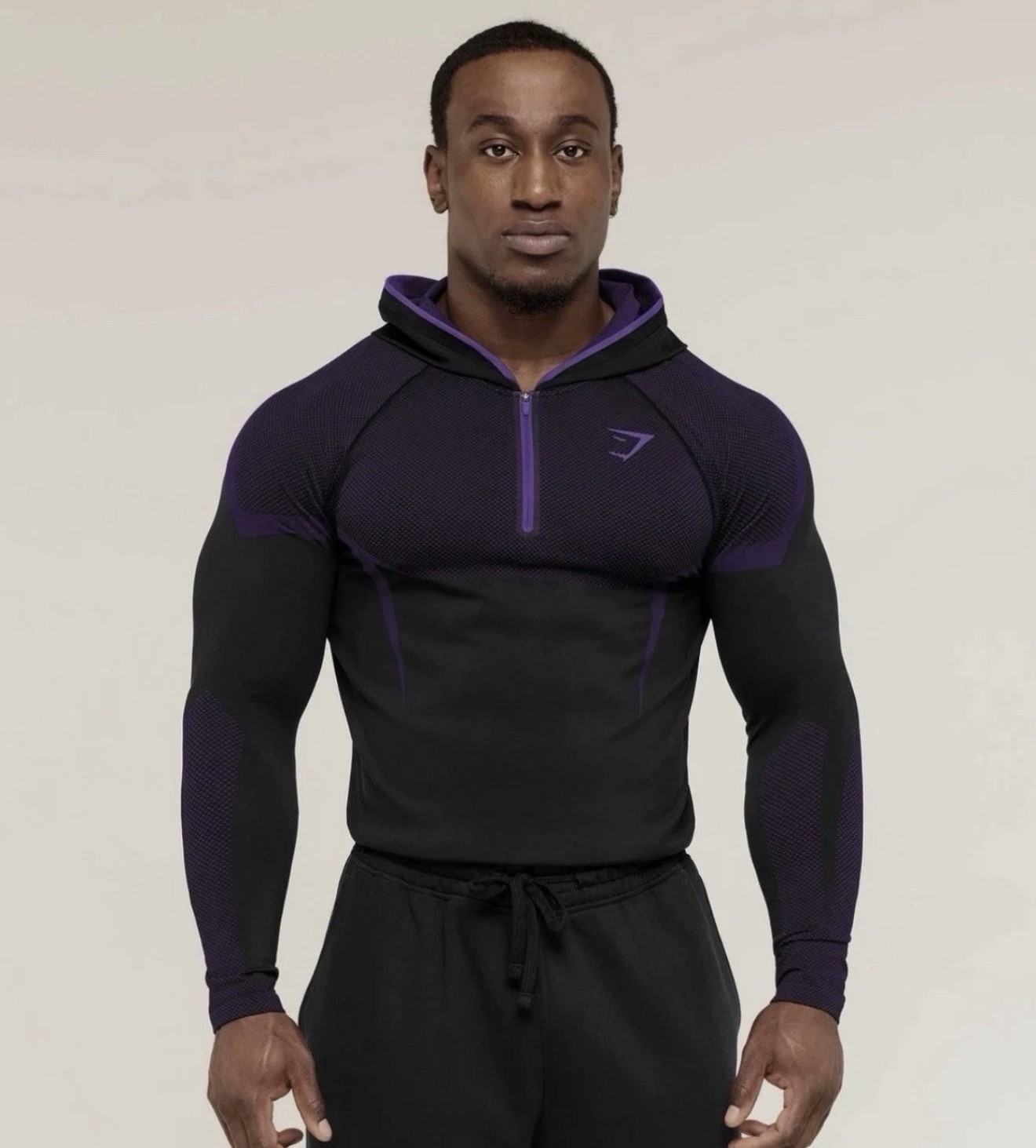Gymshark Onyx 5.0 Seamless Hoodie Black/Athletic Purple - Medium