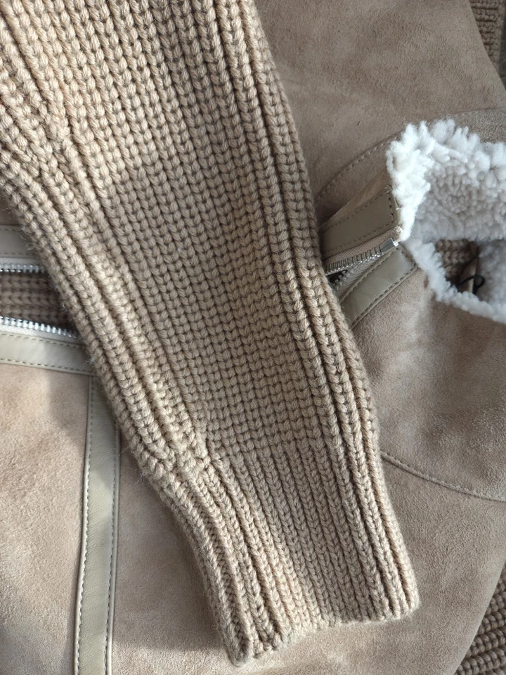 Mackage Men's Jonathan Light Camel Natural Wool Shearling Full Zip Jacket Size S - Image 4 of 4