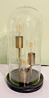 Cloche Dome Edison Bulb Table Lamp-World Market-3 Light-Wood Base-17 T x 8.5W-EC