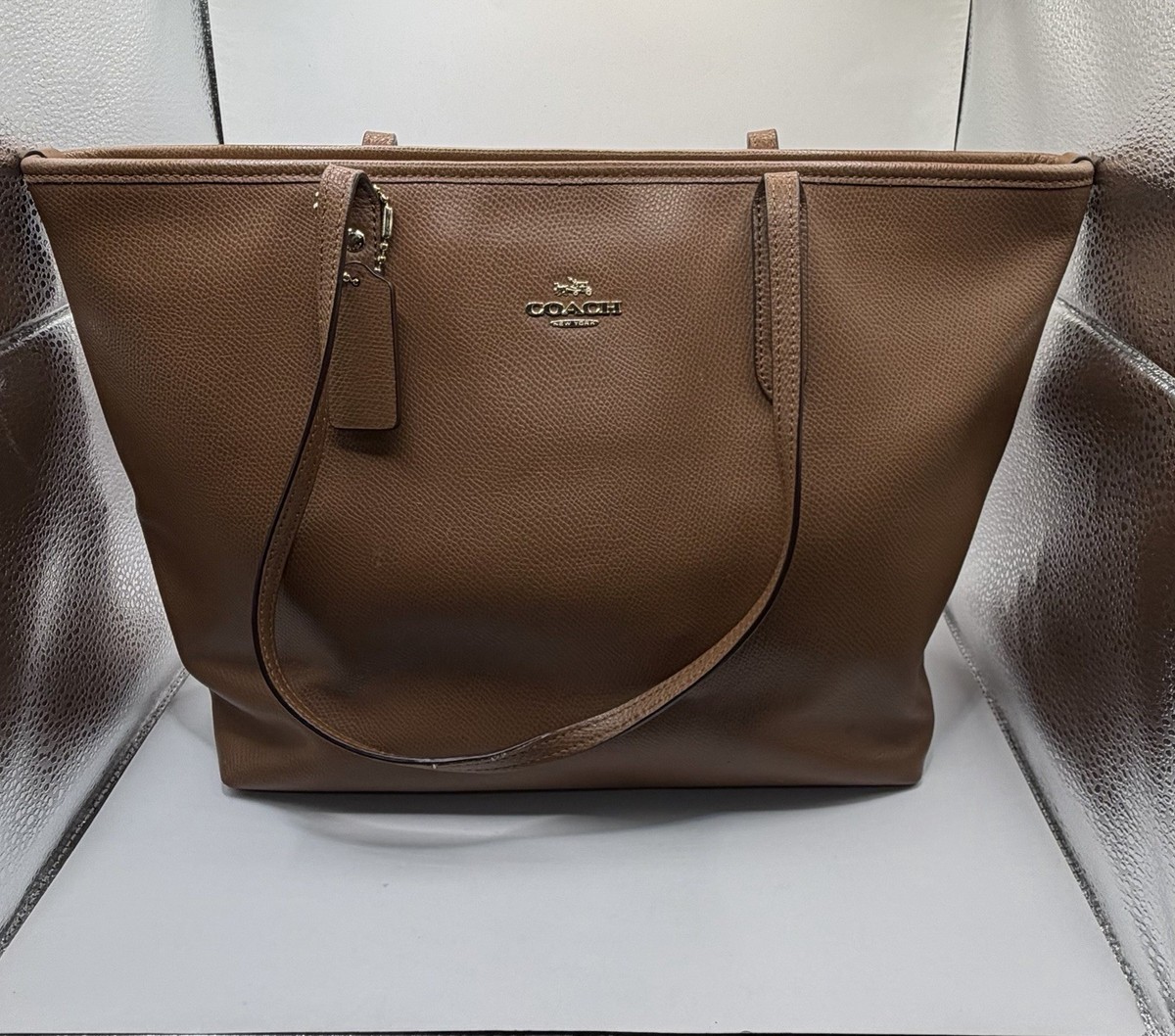 Coach City Zip Tote Saddle Brown Crossgrain Leather #F37785 | eBay