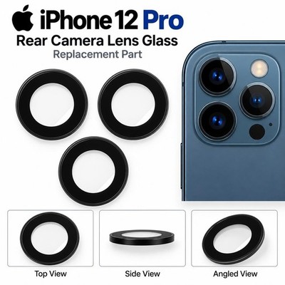 iPhone 12 Pro Rear Camera Lens Glass Replacement 3PCS Camera Cover Glass No Adhe