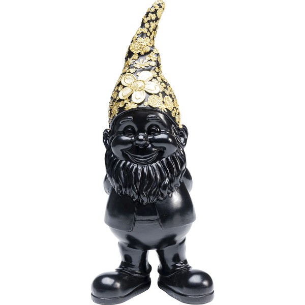 Deko Figur Deko Objekt Zwergen Motiv Polyresin Figur Schwarz-Gold Kare Design-image