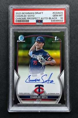 2023 Bowman Draft Charlee Soto 1st Black Refractor Auto /75 PSA 10 Twins CDA-CS