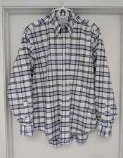 Brooks Brothers Oxford Button-Down Shirt Blue White Plaid Mens L OCBD USA Made