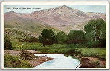 Vintage Postcard Vista of Pikes Peak Colorado CO Rockies River UNP
