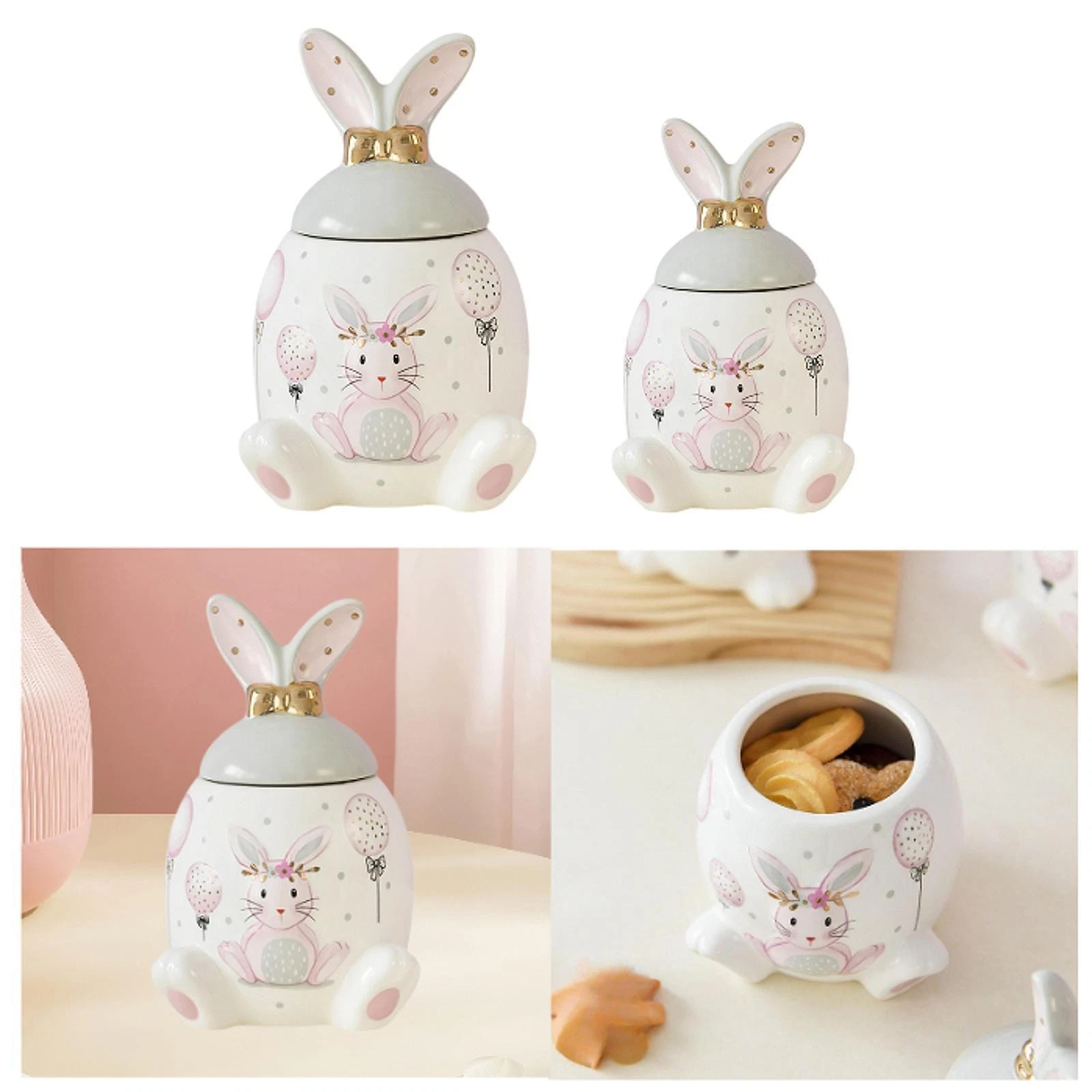 Ceramic Cookie Jar Nuts Canister with Lid Multipurpose Cookie Jar Decorative Tea