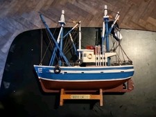 Vintage Wooden Fishing Trawler Boat Ship Named Marie Louise Nautical Decor