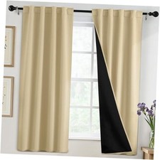 100 Blackout Curtains for Bedroom,63 Inch 40"W x 63"L Pack of 2 Beige