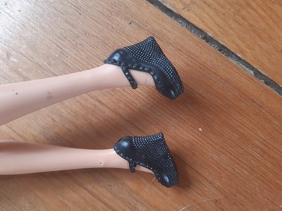 Vintage Barbie Gr. Schuhe schwarz Mary Jane Wedges