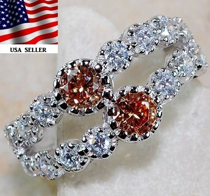 2CT  Padparadscha 925 Sterling Silver Ring Sz 7 G1-1