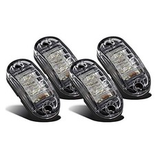4x Oval White Clear Lens 2 Diode LED Trailer Truck Clearance Side Marker