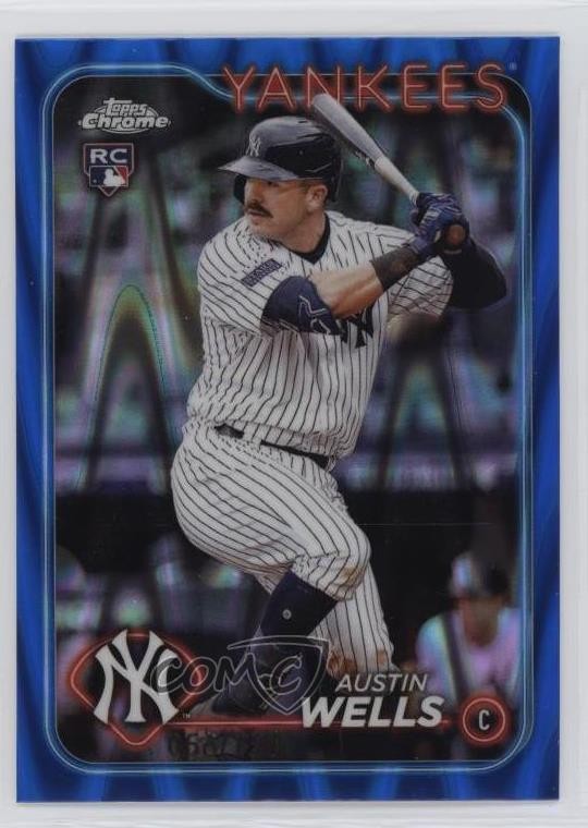 2024 Topps Chrome Blue RayWave Refractor 56/150 Austin Wells #281 0b5f