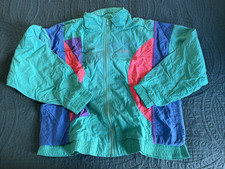 80's 90's Dolfin Woman  s Colorblock Windbreaker, Front Zipper, Multi Colored, M