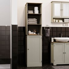 Priano Bathroom 1 Door 2 Shelf Tall Cabinet Cupboard Storage Freestanding Grey