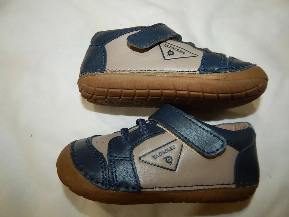 EUC Old Soles Toddler Boys 6 Leather Fall Winter Sneaker Tan and Blue HANDSOME - Image 2 of 4
