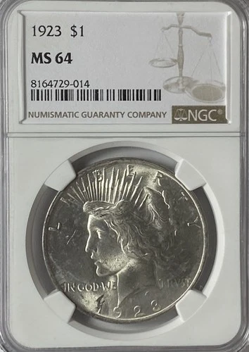 1923 $1 Peace Silver One Dollar US NGC MS64 Philadelphia