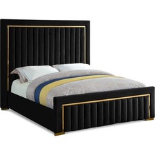 Dolce Black Velvet Queen Bed