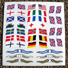 SLOT CAR SCX 1/32nd vintage retro WORLD FLAGS stickers decals fits SCALEXTRIC