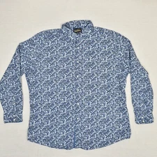 Cremieux Men's 100% Cotton Blue Size 2XL Pearl Snap Shirt Long Sleeve Floral