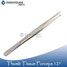 New 12" General Purpose Tweezers Stainless Steel w/ Blunt Tips 1x2 teeth