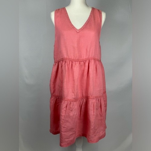 Lucky Brand Swing Sundress Linen Sleeveless Lightweight Swim Coverup Coral Large