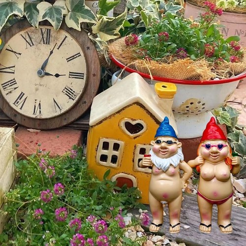 2Pcs Nude Statuary Garden Gnomes Naughty Naked Funny Gift Statue Decor Nudist AL - Picture 10 of 10