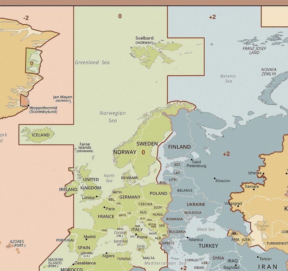 2018 Standard Time Zones World Map Time zone School Wall Art Poster Print Decor - Image 3 of 3