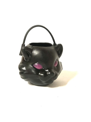VTG CLASSIC plastic Halloween Black Cat Candy Container Bucket Blow Mold Rare - Picture 3 of 5
