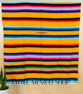 Sarape Mexican Blankets Multi Yellow Serape Zarape Handmade