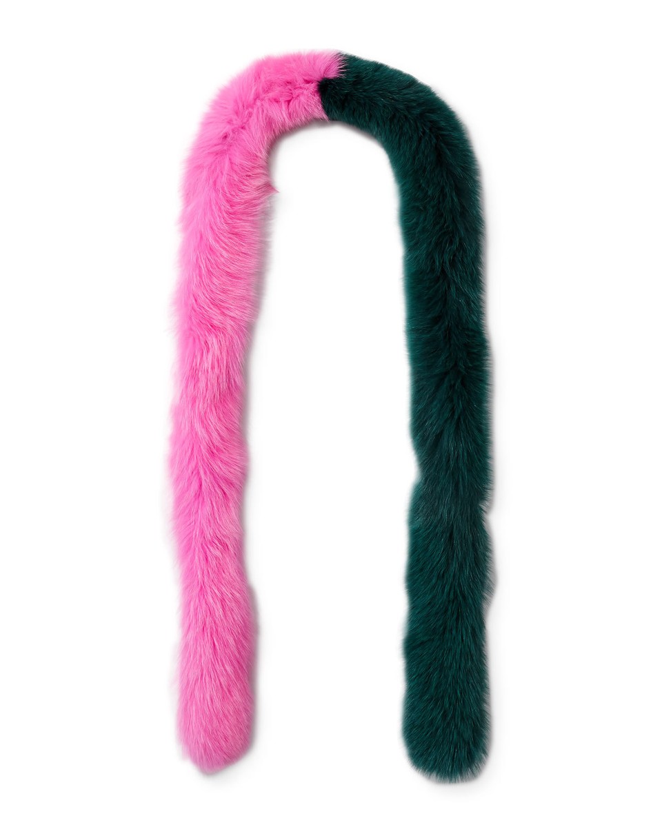 Charlotte Simone Two-Tone Faux Fox Fur Candy Cane Scarf, Green