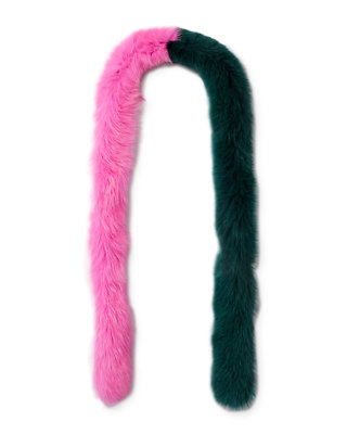 Charlotte Simone Two-Tone Faux Fox Fur Candy Cane Scarf, Green