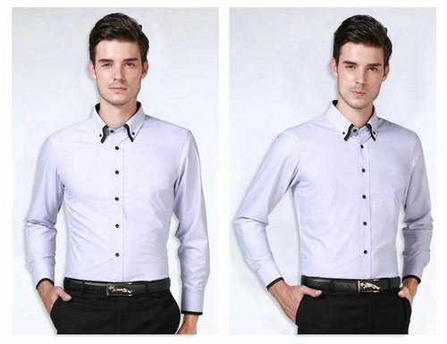 Mens Dress Shirts Clothes Formal Solid Luxury Business Long Sleeves Shirts Tops - Picture 8 of 12