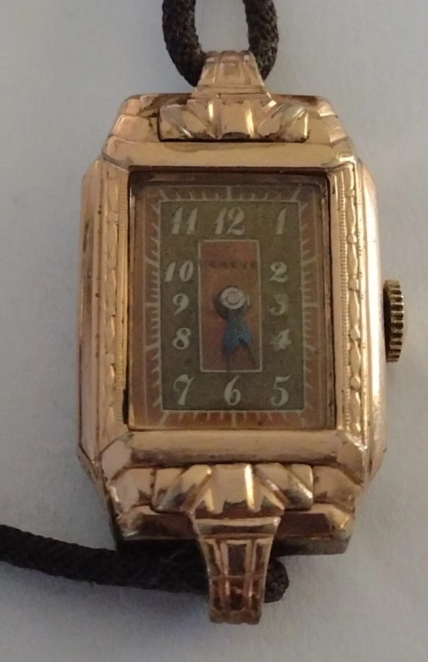 Geneve Rectangular Bronze Colored Woman's Watch 12k Gold Filled 1940 As Is  - Image 2 of 4