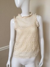 ZARA Trafaluc Collection NEW Cream Crochet Lace Sleeveless 2-Pc Blouse S NWOT 