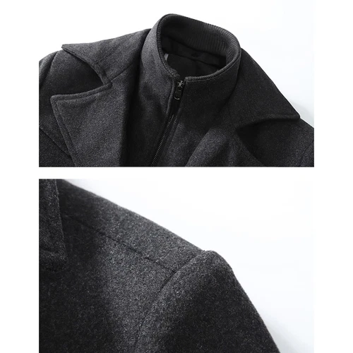 Mens Trench Coat Wool Blend Jacket Overcoat Business Winter Coat Warm Pea Coat - Bild 8 von 21