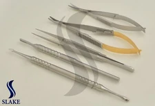 Castroviejo Needle Holder Micro Scissors Curved TC Forceps Dental Eye Set Of 5