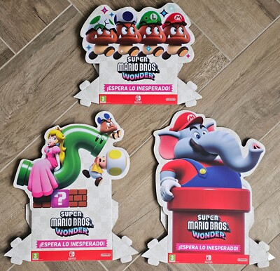 3x Super Mario Bros Wonder Game Display Promotional Stand Nintendo Promo NEW